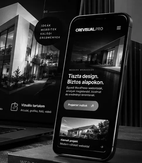 CREVISUAL – 03 / landing oldalak fekete-fehér vizuális illusztráció